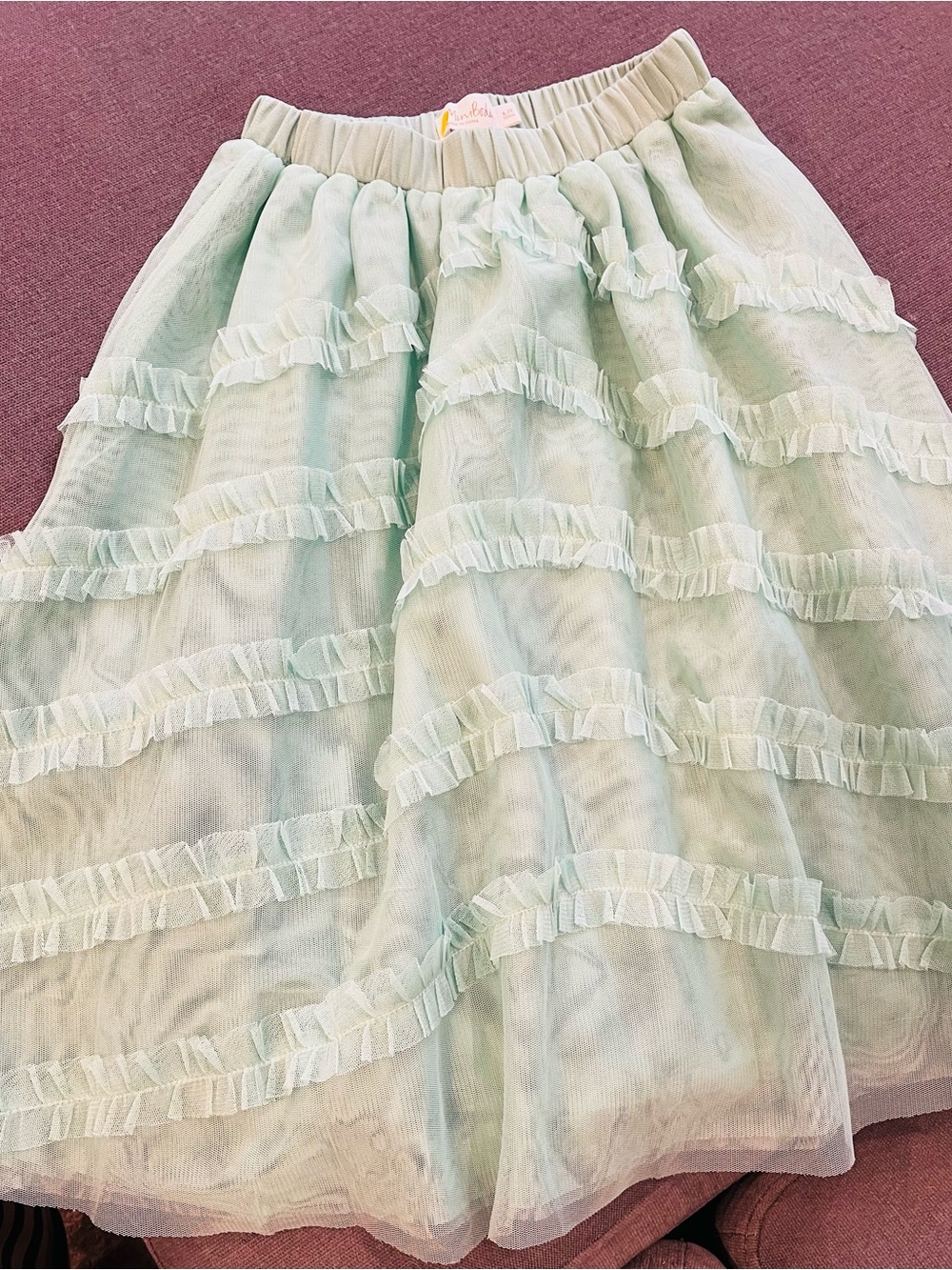 Mini Boden Mint Ruffle Tiered Skirt